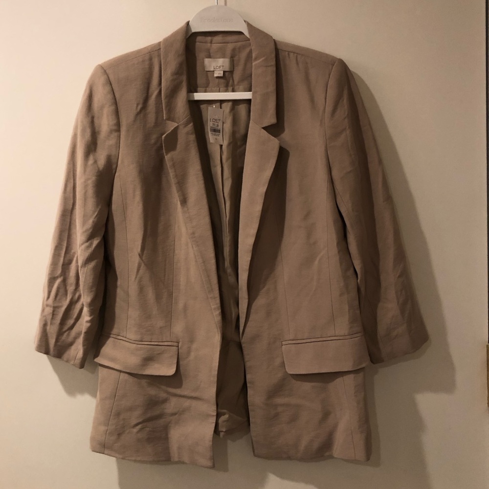 Loft 3/4 Sleeve Blazer Beige size 6